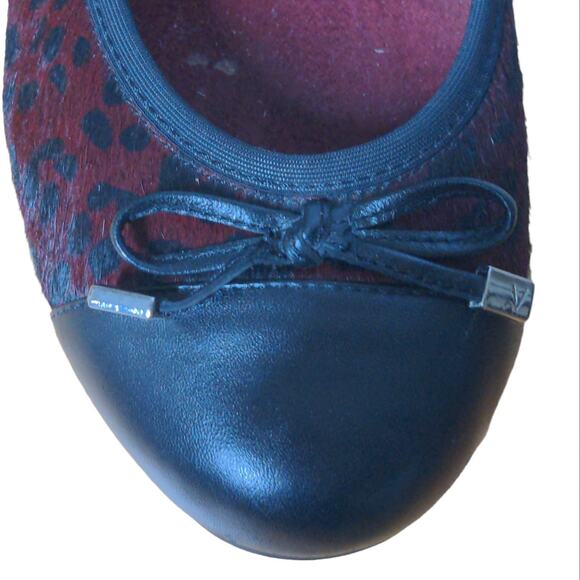 Vionic Womens Minna Ballet Flats Red Black Cheetah Print Calf Hair Leather Bow 9 - Picture 2 of 15